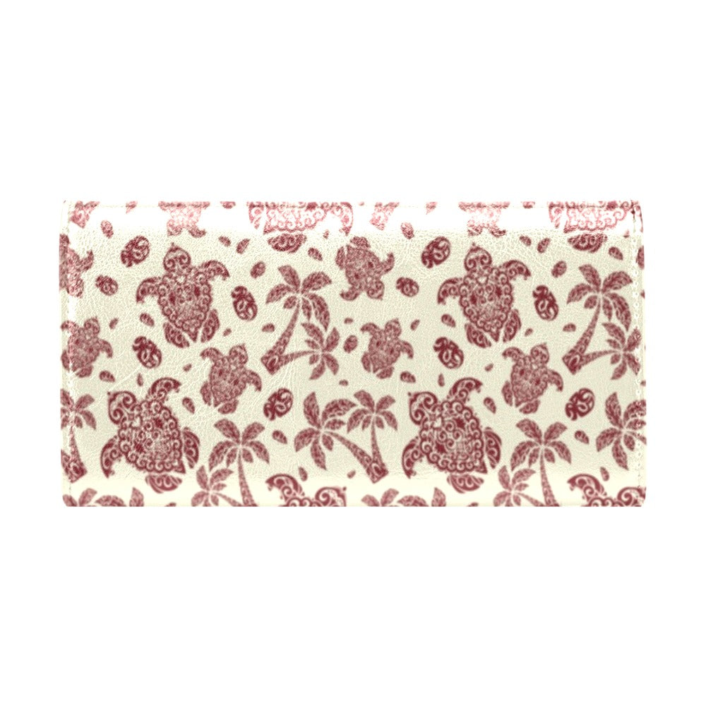 Polynesian Tattoo Turtle Themed Women's Trifold Wallet