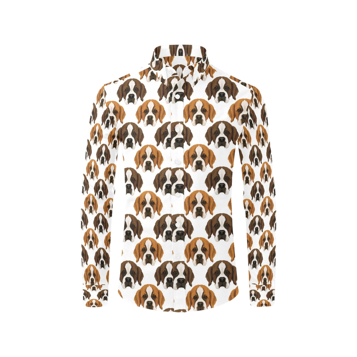 St Bernards Print Design LKS301 Men's Long Sleeve Dress Shirt
