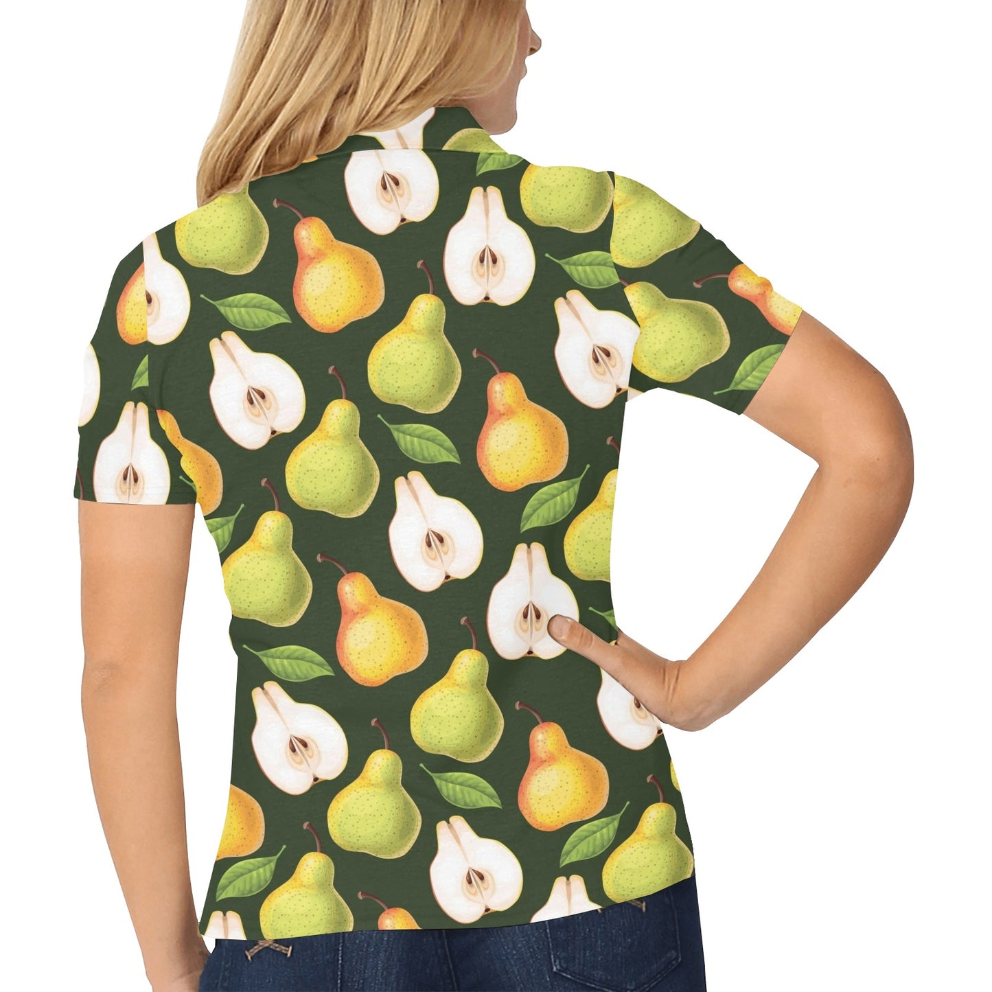 Pear Pattern Print Design PE06 Women's Polo Shirt