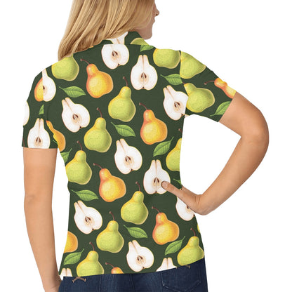 Pear Pattern Print Design PE06 Women's Polo Shirt