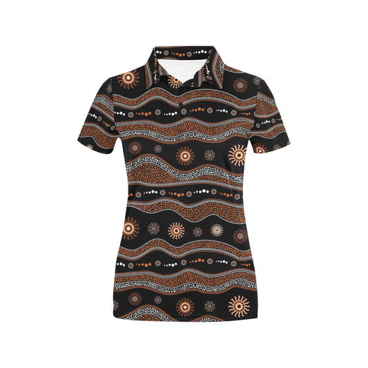 Aboriginal Print Design LKS404 Women's Polo Shirt