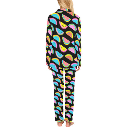 Watermelon Pattern Print Design WM08 Women's Long Pajama Set