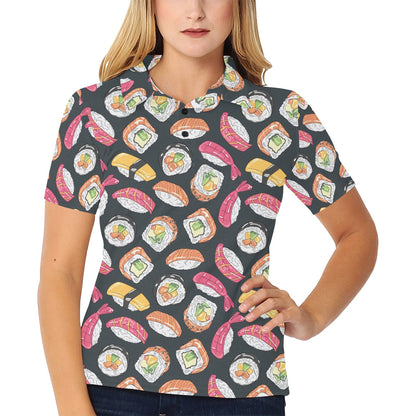 Sushi Print Design LKS306 Women's Polo Shirt