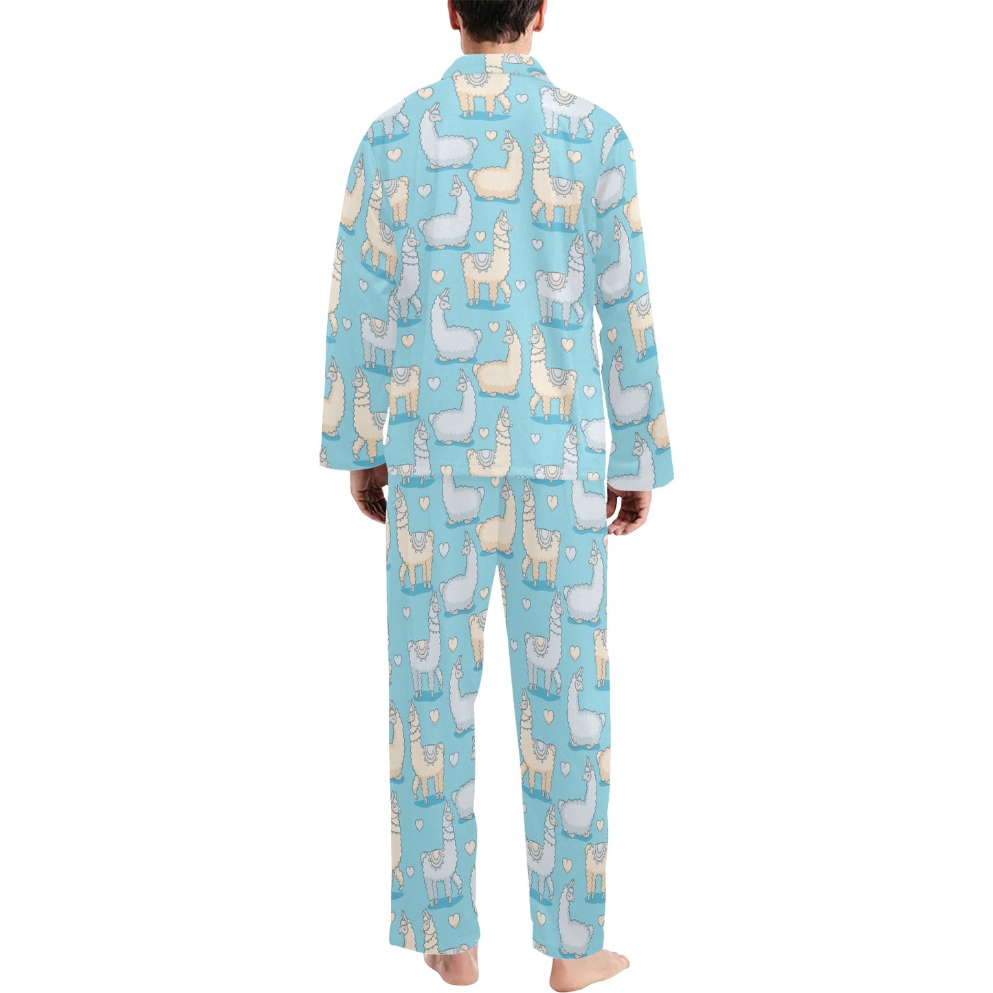 Alpaca Pattern Print Design 06 Men's Long Pajama Set