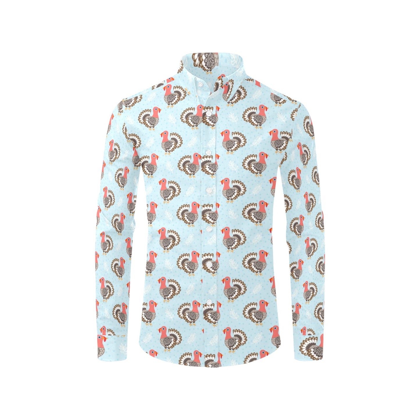 Turkey Print Design LKS403 Men's Long Sleeve Dress Shirt