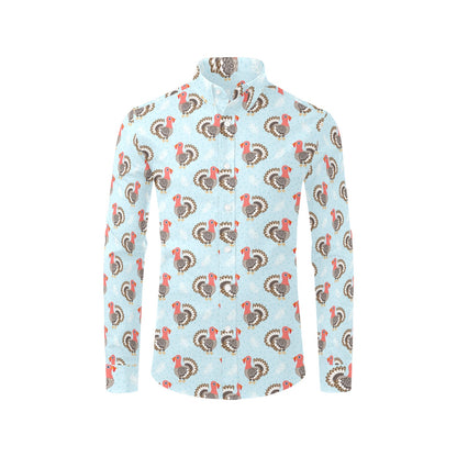 Turkey Print Design LKS403 Men's Long Sleeve Dress Shirt