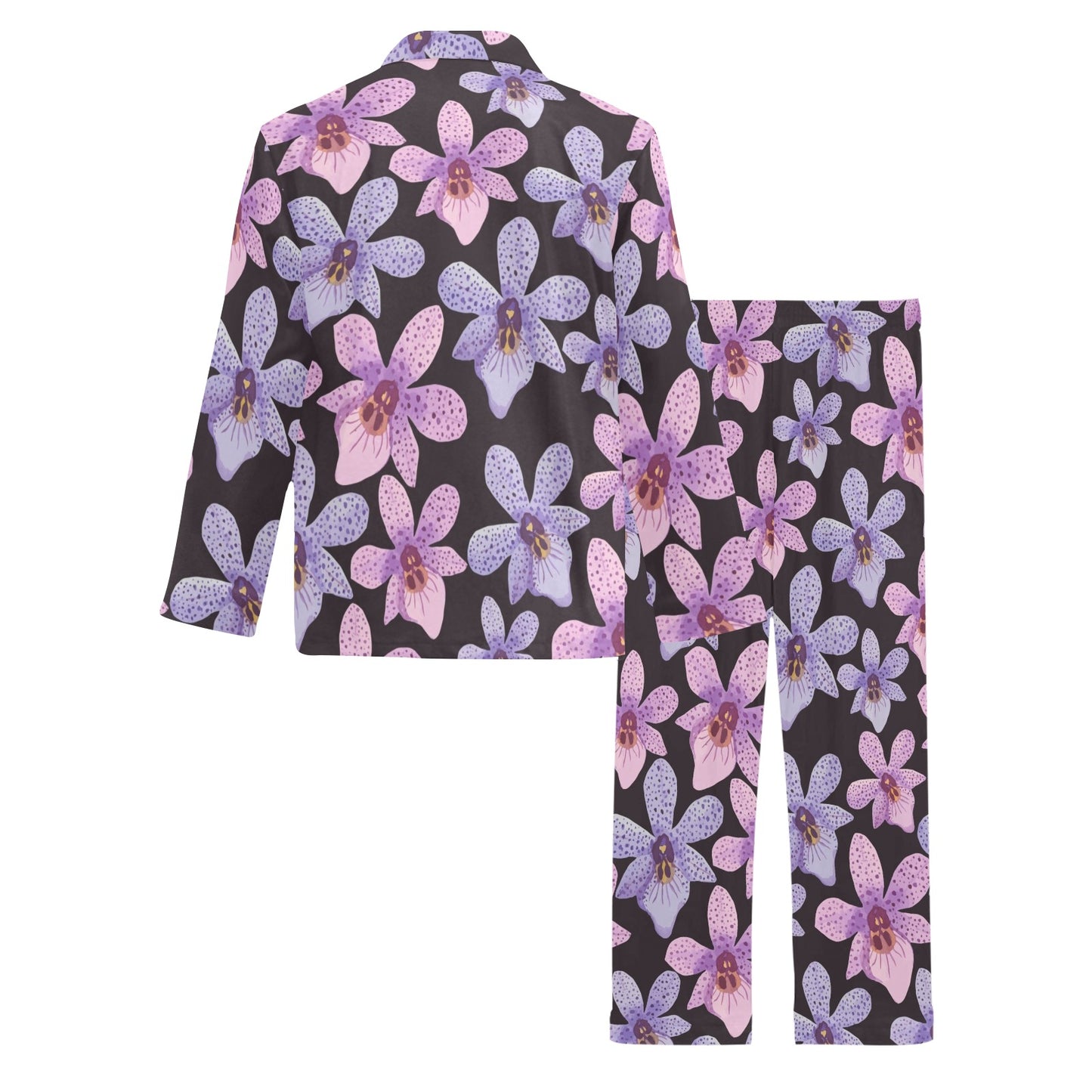 Orchid Pattern Print Design OR08 Men's Long Pajama Set