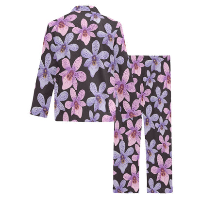 Orchid Pattern Print Design OR08 Men's Long Pajama Set