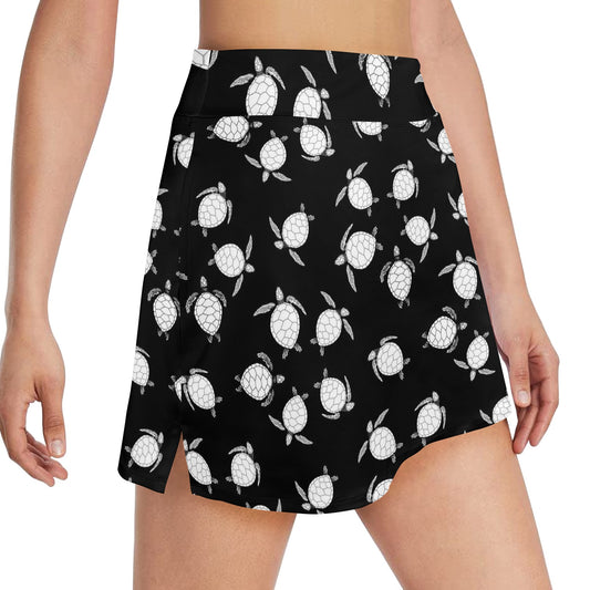 Sea Turtle Print Design LKS303 17" Golf & Pickleball Skort with Pockets