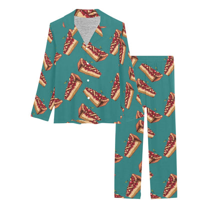 Cheesecake Cherry Pattern Print Design CK03 Women's Long Pajama Set