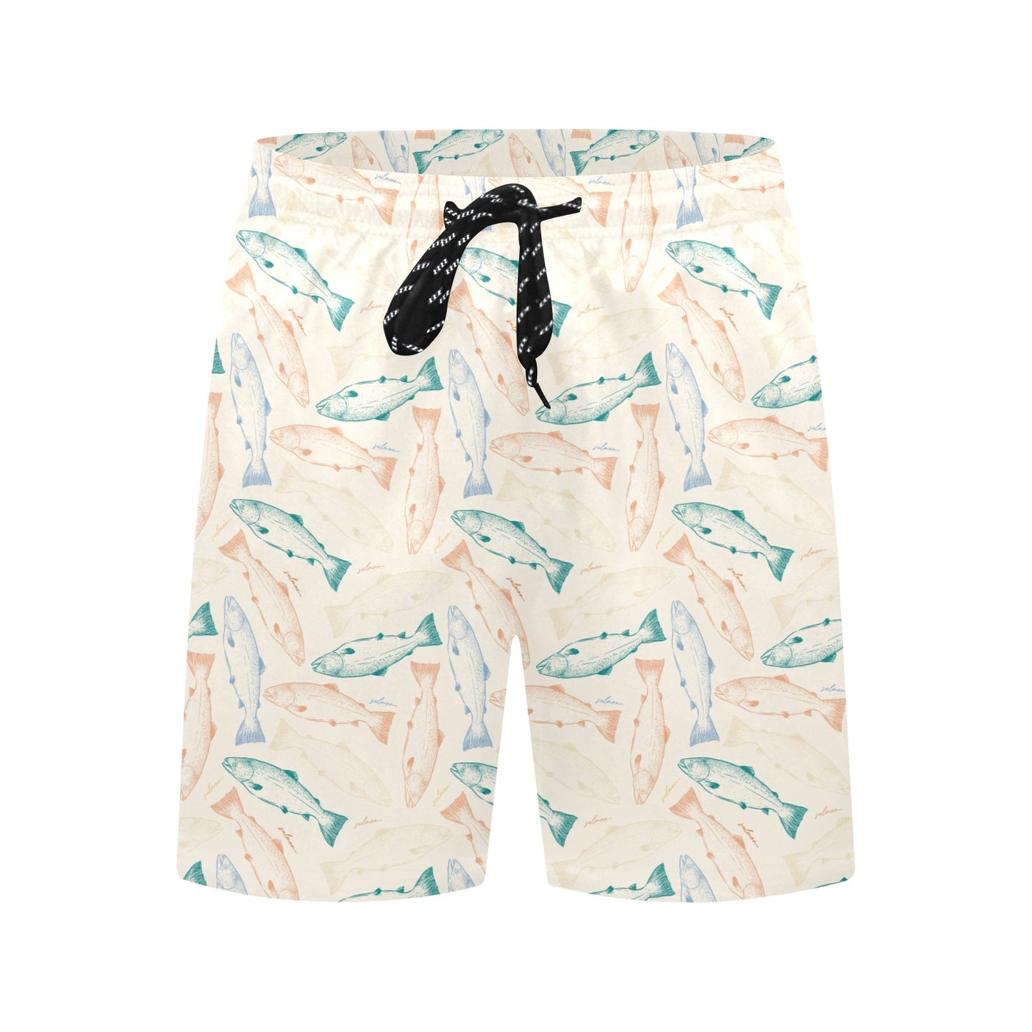 Salmon Fish Print Design LKS305 Men's Swim Trunks Beach Shorts