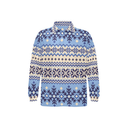 Nordic Pattern Print Design A03 Long Sleeve Polo Shirt For Men's