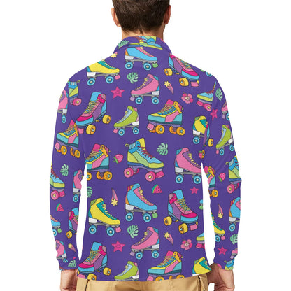 Roller skate Colorful Pattern Print Design A05 Long Sleeve Polo Shirt For Men's
