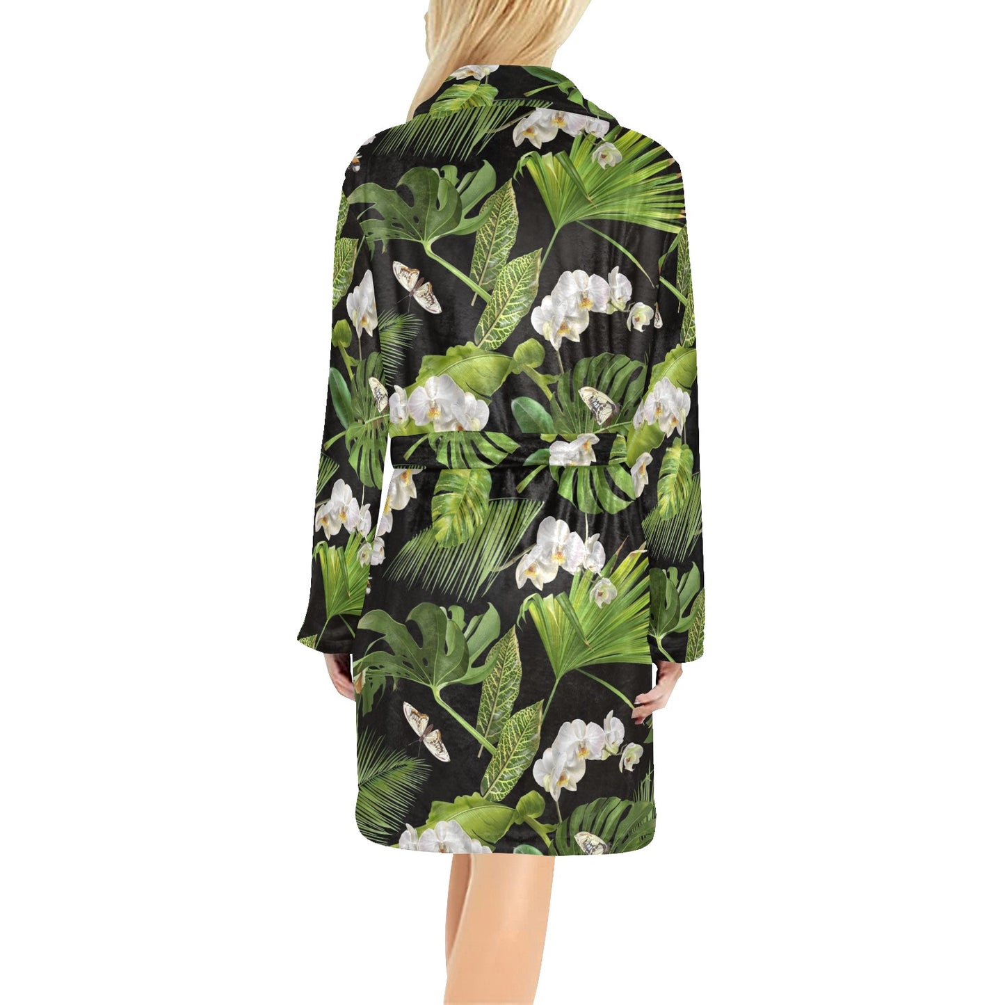 Tropical Flower Pattern Print Design TF026 Women's Fleece Robe