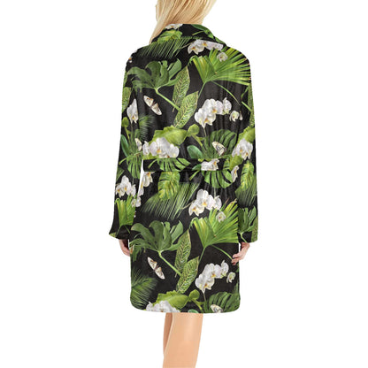 Tropical Flower Pattern Print Design TF026 Women's Fleece Robe