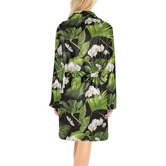 Tropical Flower Pattern Print Design TF026 Women's Fleece Robe