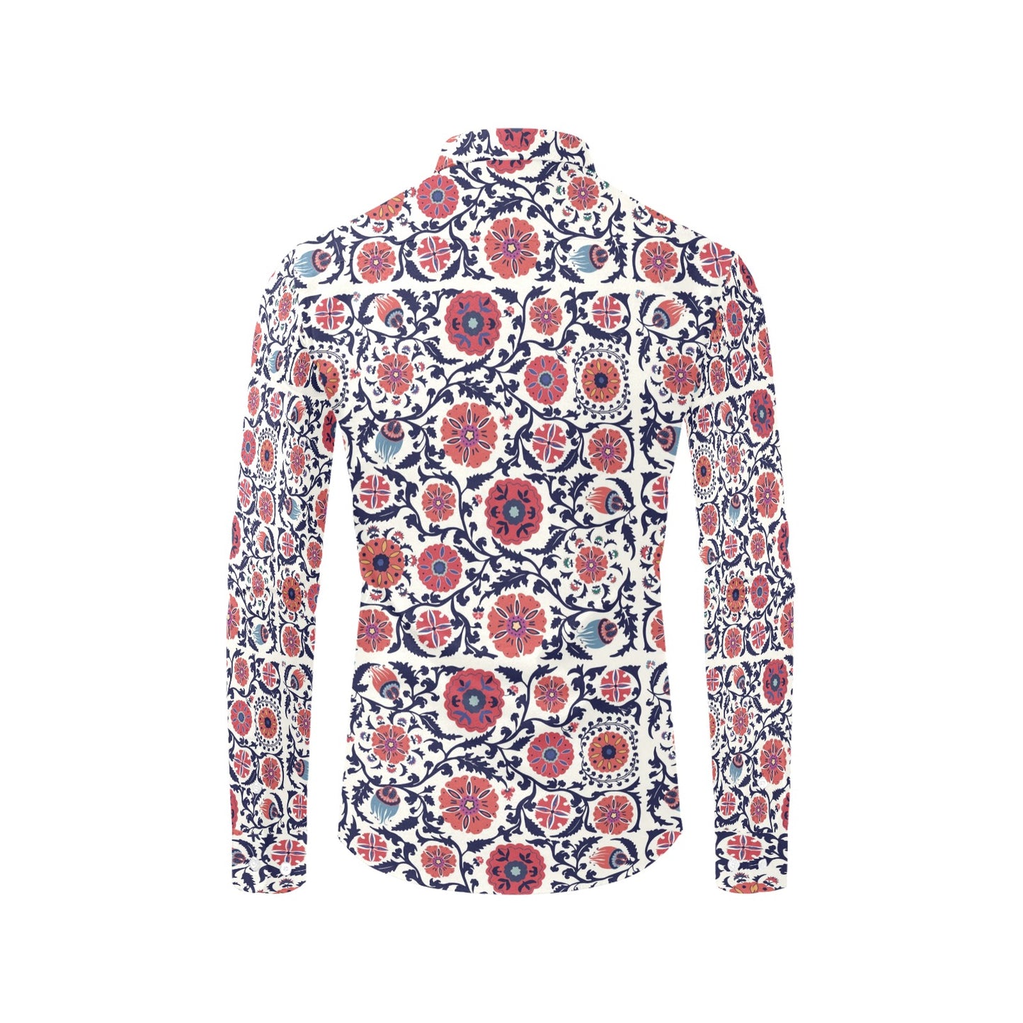 Suzani Print Design LKS304 Men's Long Sleeve Dress Shirt