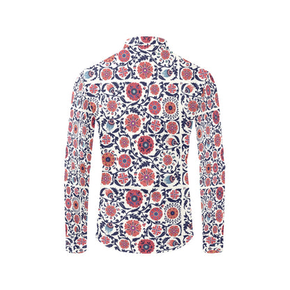 Suzani Print Design LKS304 Men's Long Sleeve Dress Shirt