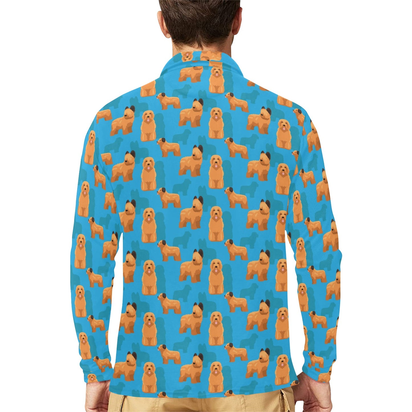Briards Pattern Print Design 01 Long Sleeve Polo Shirt For Men's