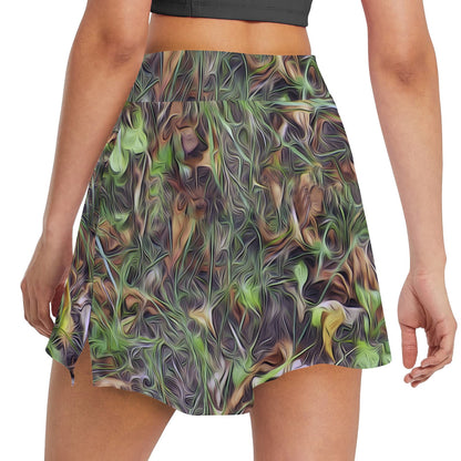 Camouflage Realistic Tree Print 17" Golf & Pickleball Skort with Pockets