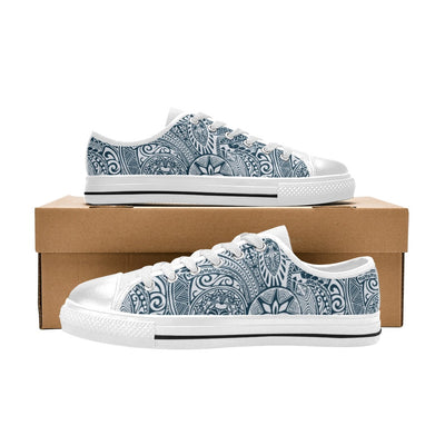 Samoan Pattern Print Design LKS306 Women's White Low Top Shoes