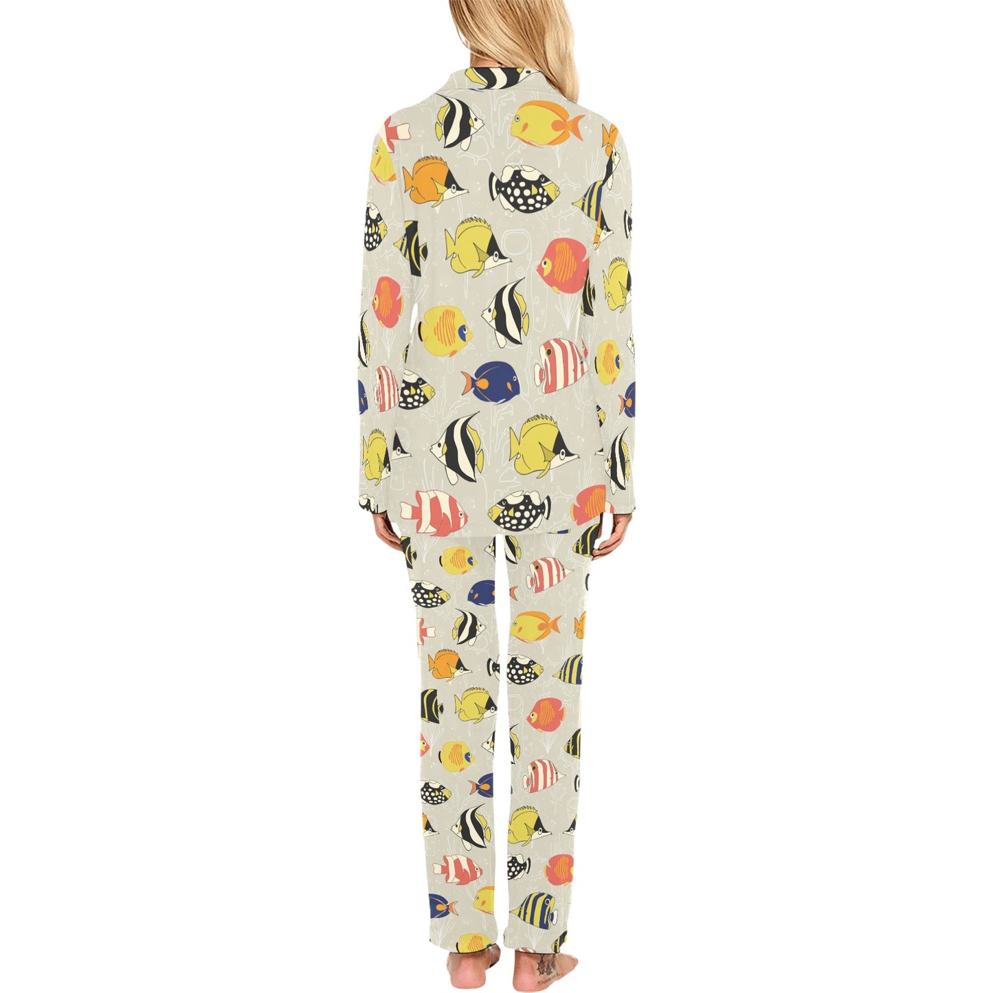 Angelfish Print Design LKS401 Women's Long Pajama Set