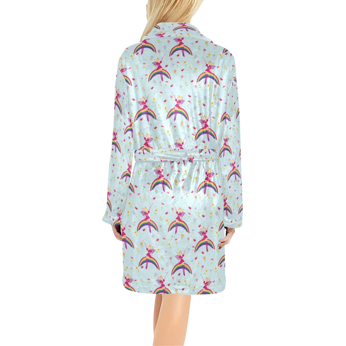 Fairy with Rainbow Print Pattern Women's Fleece Robe