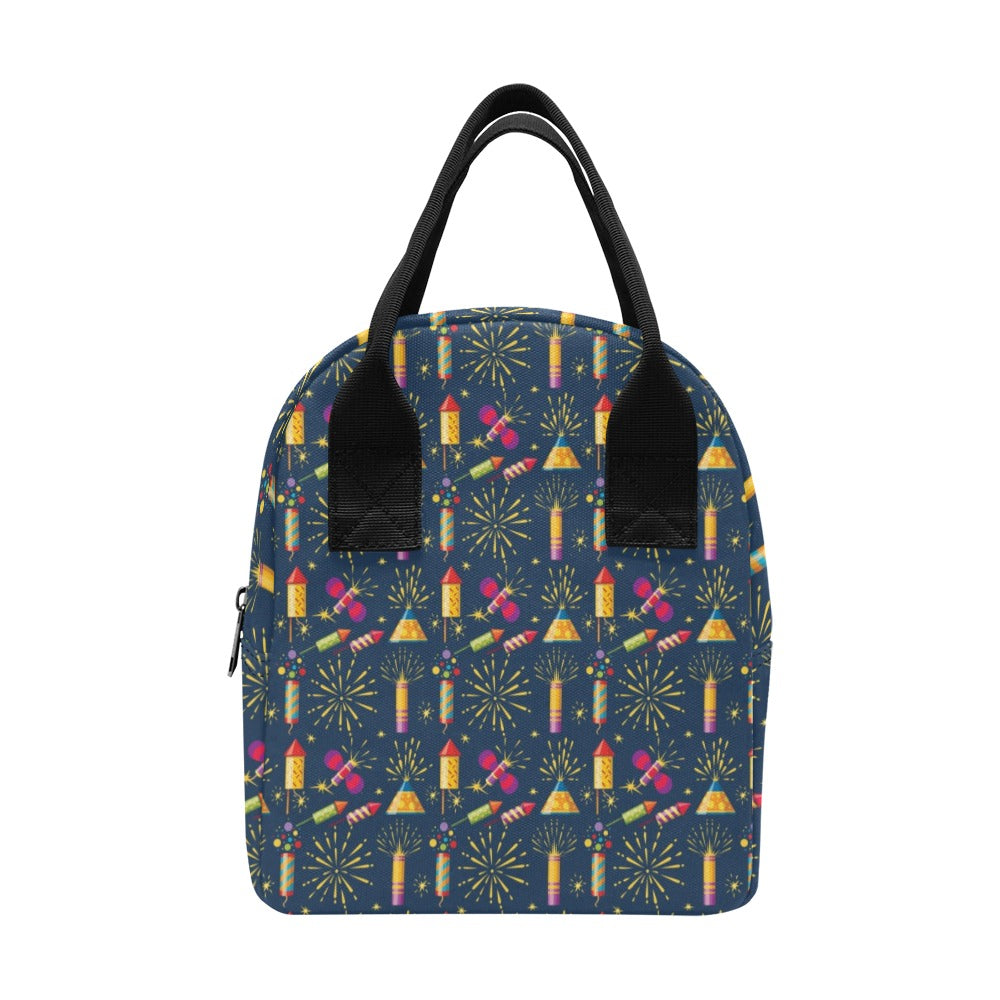 Firework Sparkling Rockets Print Design LKS306 Insulated Lunch Bag