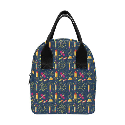 Firework Sparkling Rockets Print Design LKS306 Insulated Lunch Bag