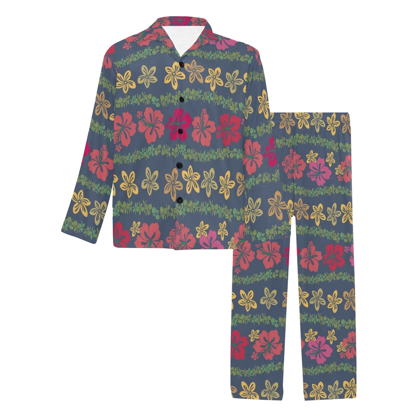 Hawaiian Themed Pattern Print Design H018 Men's Long Pajama Set