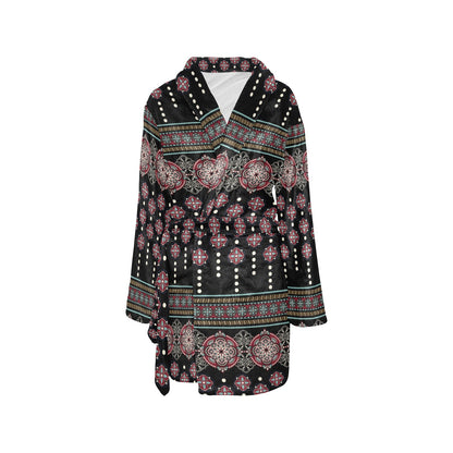 Ethnic Dot Style Print Pattern Women's Fleece Robe