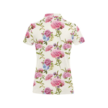 Carnations Pattern Print Design CN02 Women's Polo Shirt