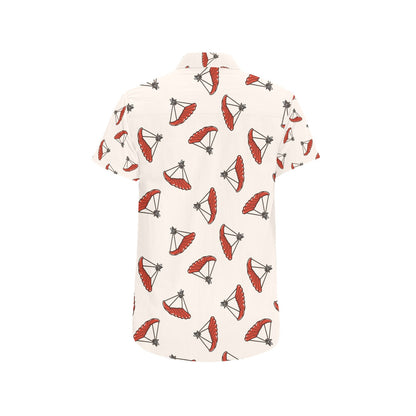 Skydiver Print Design LKS302 Men Short Sleeve Button Up Shirt