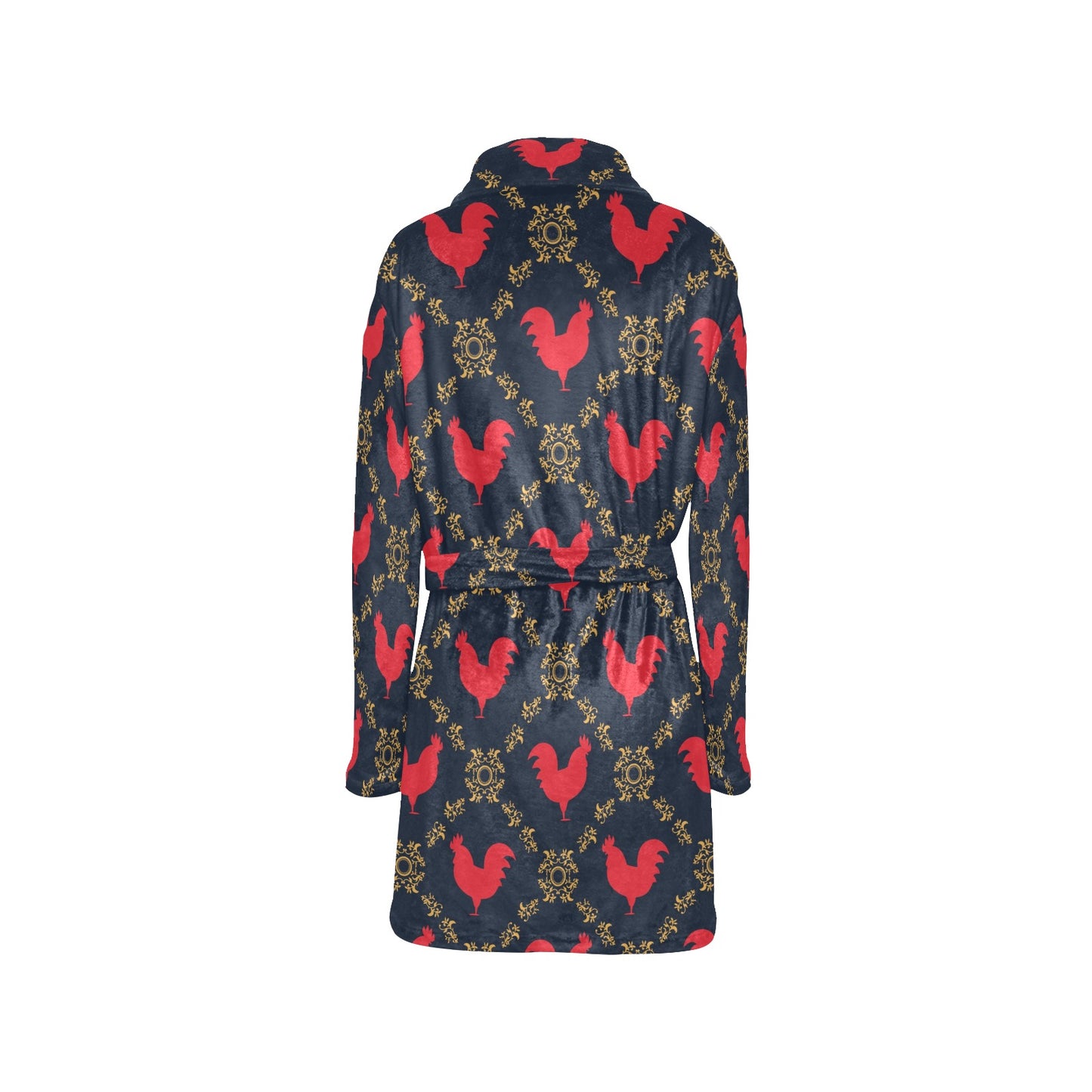 Rooster Pattern Print Design A02 Women's Fleece Robe