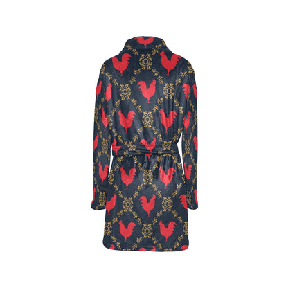 Rooster Pattern Print Design A02 Women's Fleece Robe