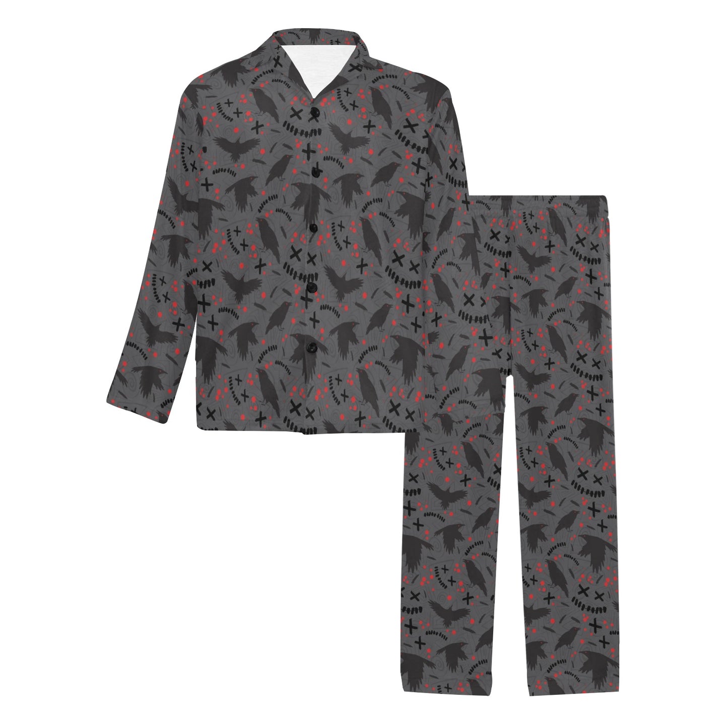 Crow Pattern Print Design 02 Men's Long Pajama Set