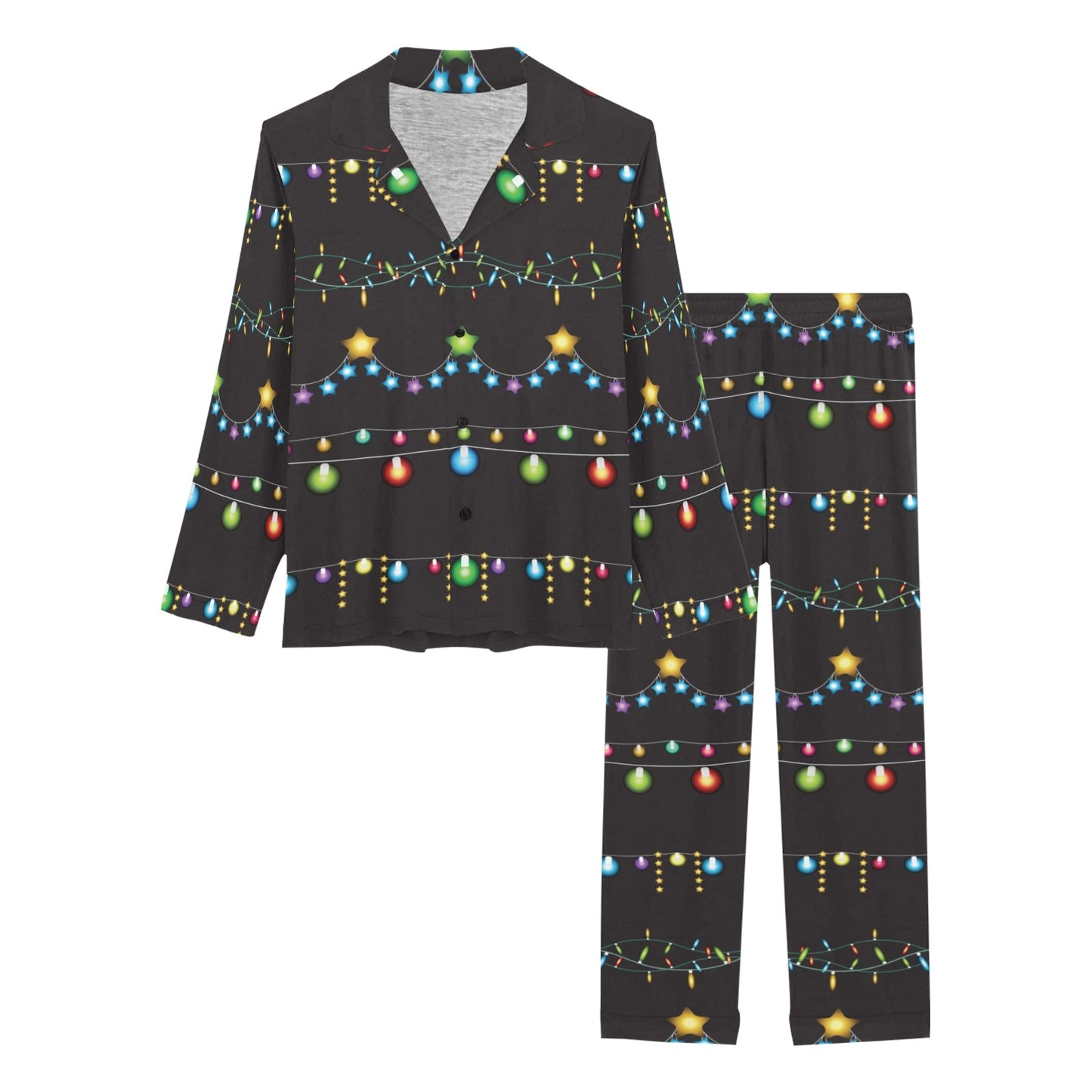Christmas Light Pattern Print Design 01 Women's Long Pajama Set