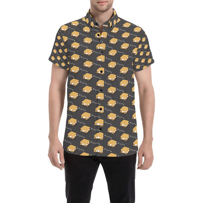S_Mores Print Design LKS301 Men Short Sleeve Button Up Shirt