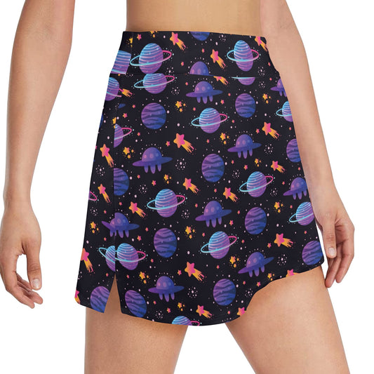 UFO Star Galaxy Print Design LKS308 17" Golf & Pickleball Skort with Pockets