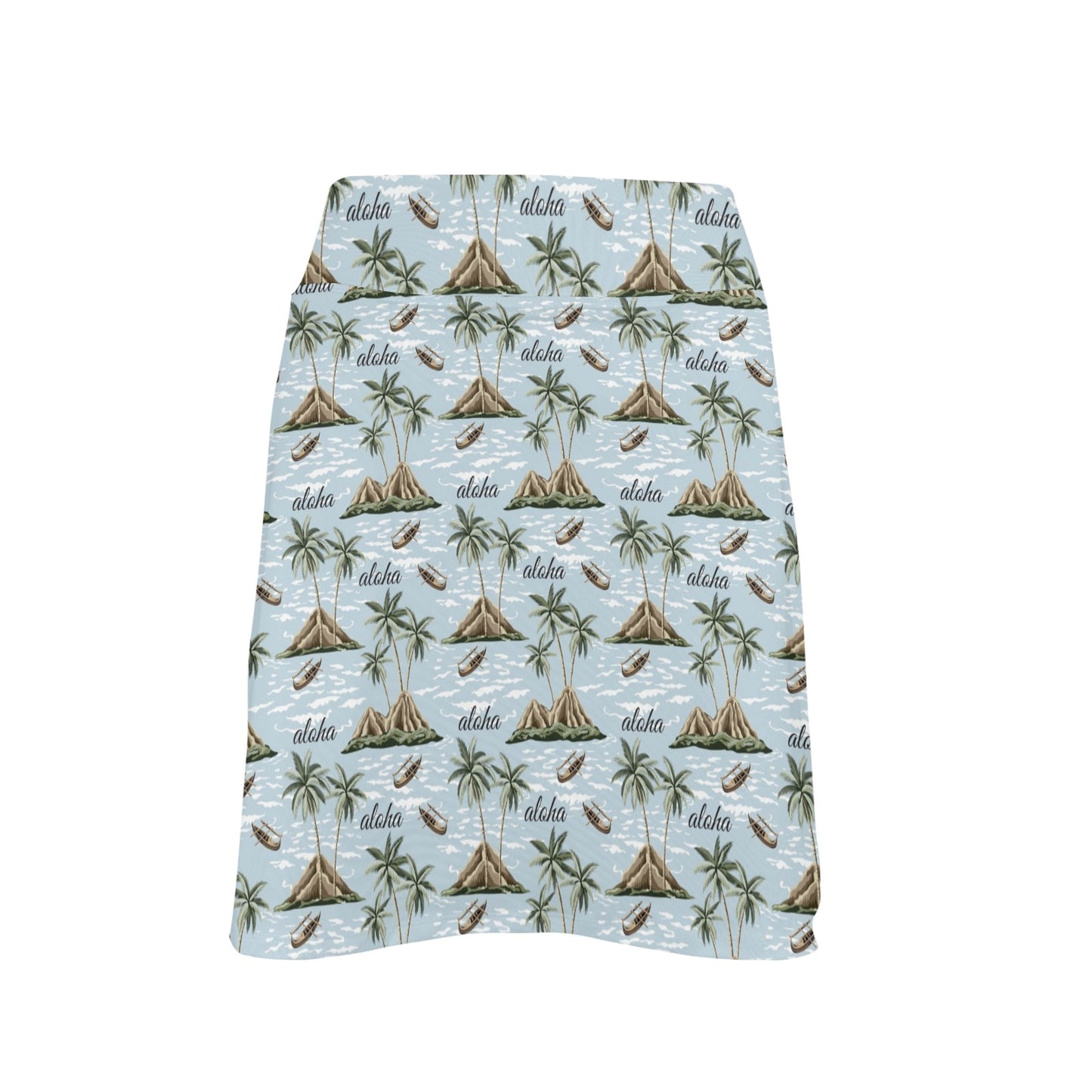 Aloha Hawaii island Design Themed Print 17" Golf & Pickleball Skort with Pockets