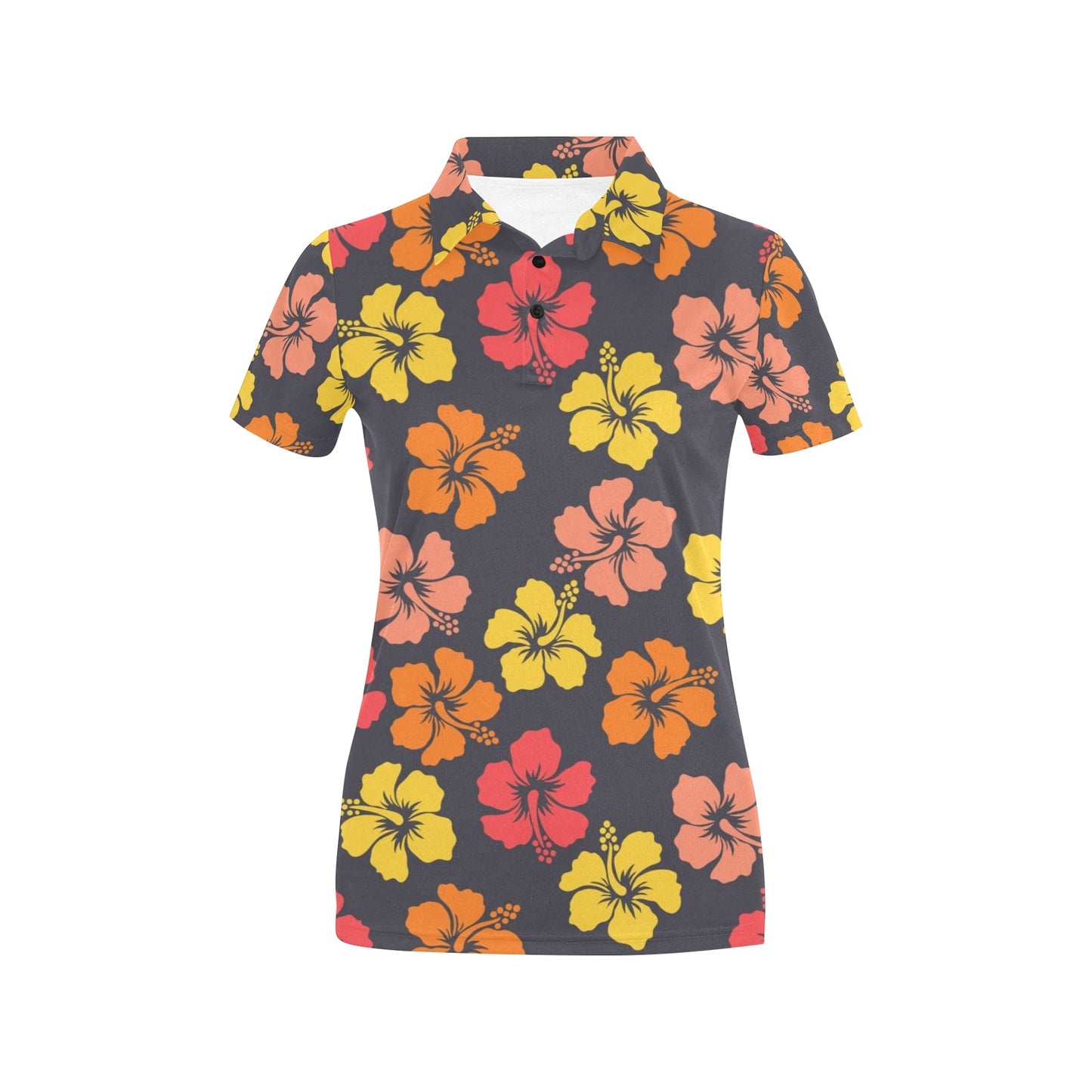 Hibiscus Pattern Print Design HB024 Women's Polo Shirt