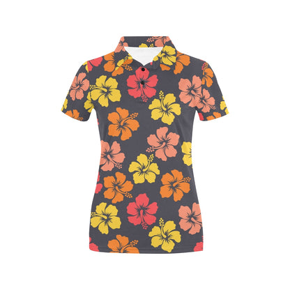 Hibiscus Pattern Print Design HB024 Women's Polo Shirt