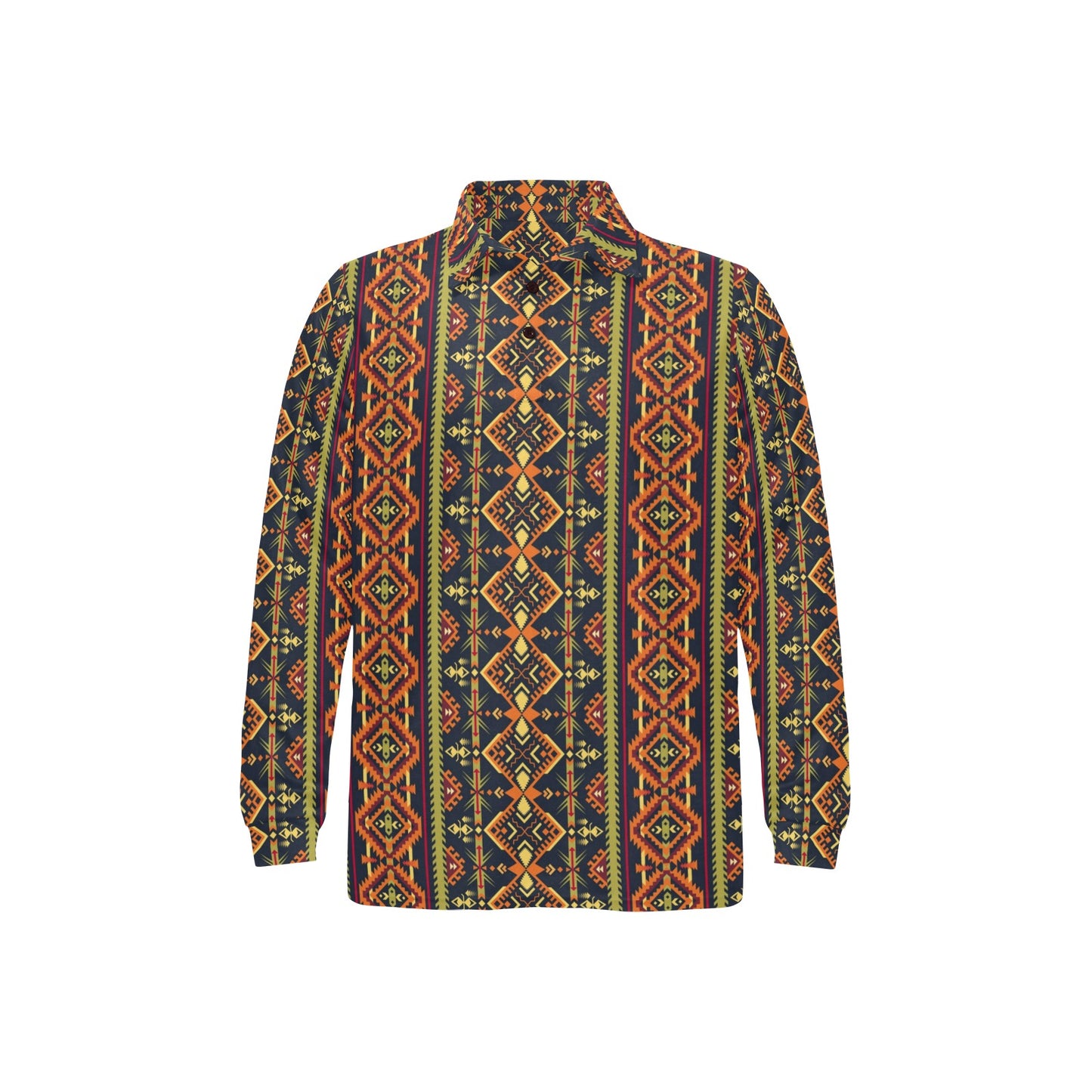 Kente Classic Design African Print Long Sleeve Polo Shirt For Men's