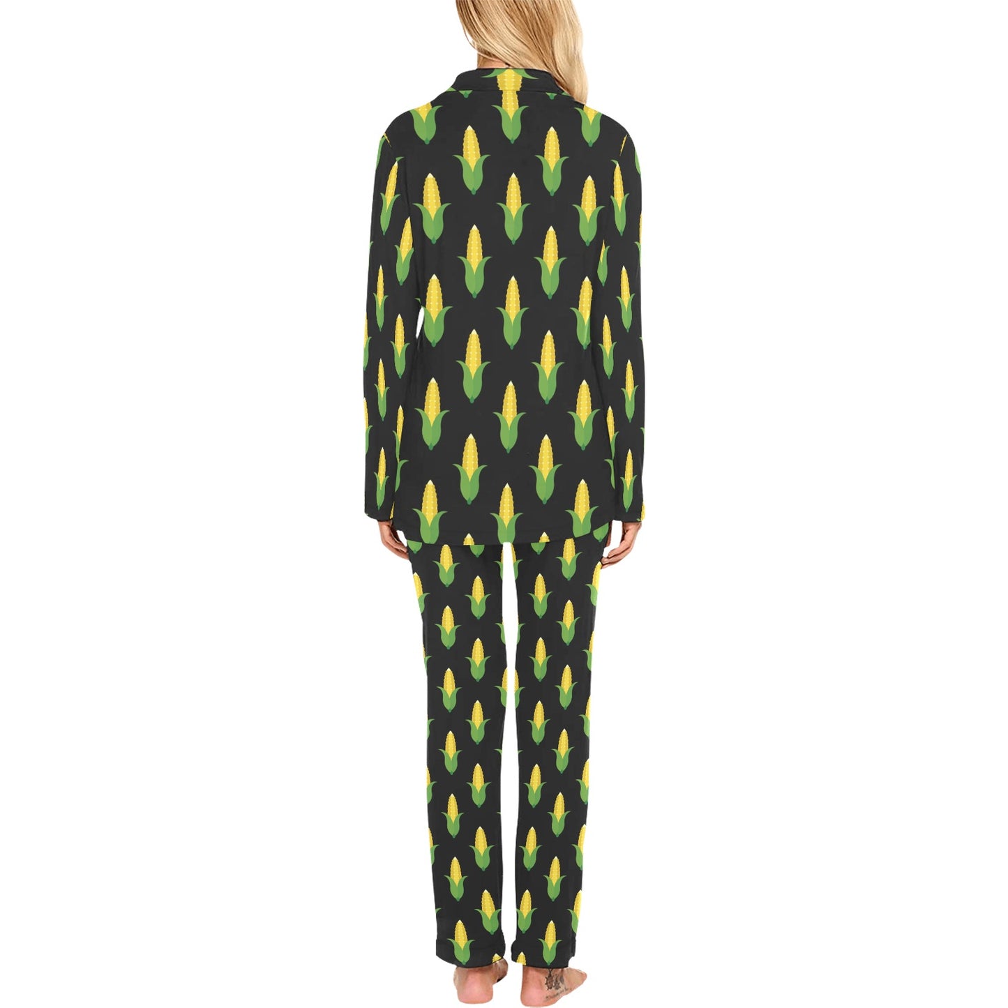Corn Pattern Print Design 05 Women's Long Pajama Set