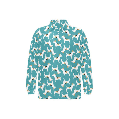 Russell Terriers Print Design LKS301 Long Sleeve Polo Shirt For Men's
