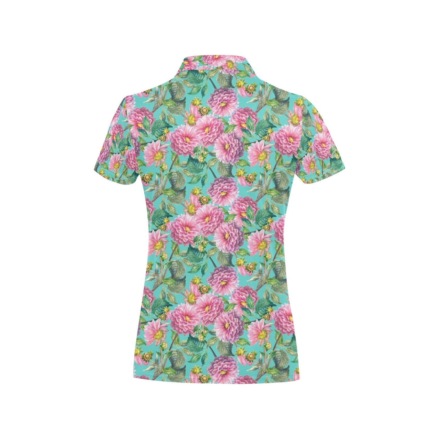 Dahlia Pattern Print Design DH07 Women's Polo Shirt