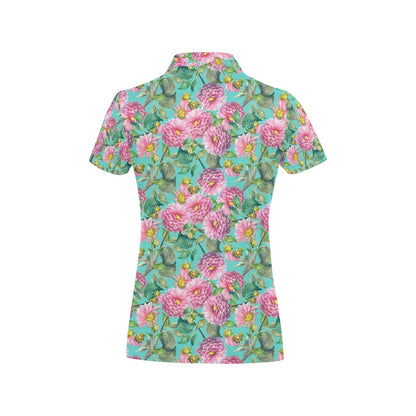 Dahlia Pattern Print Design DH07 Women's Polo Shirt