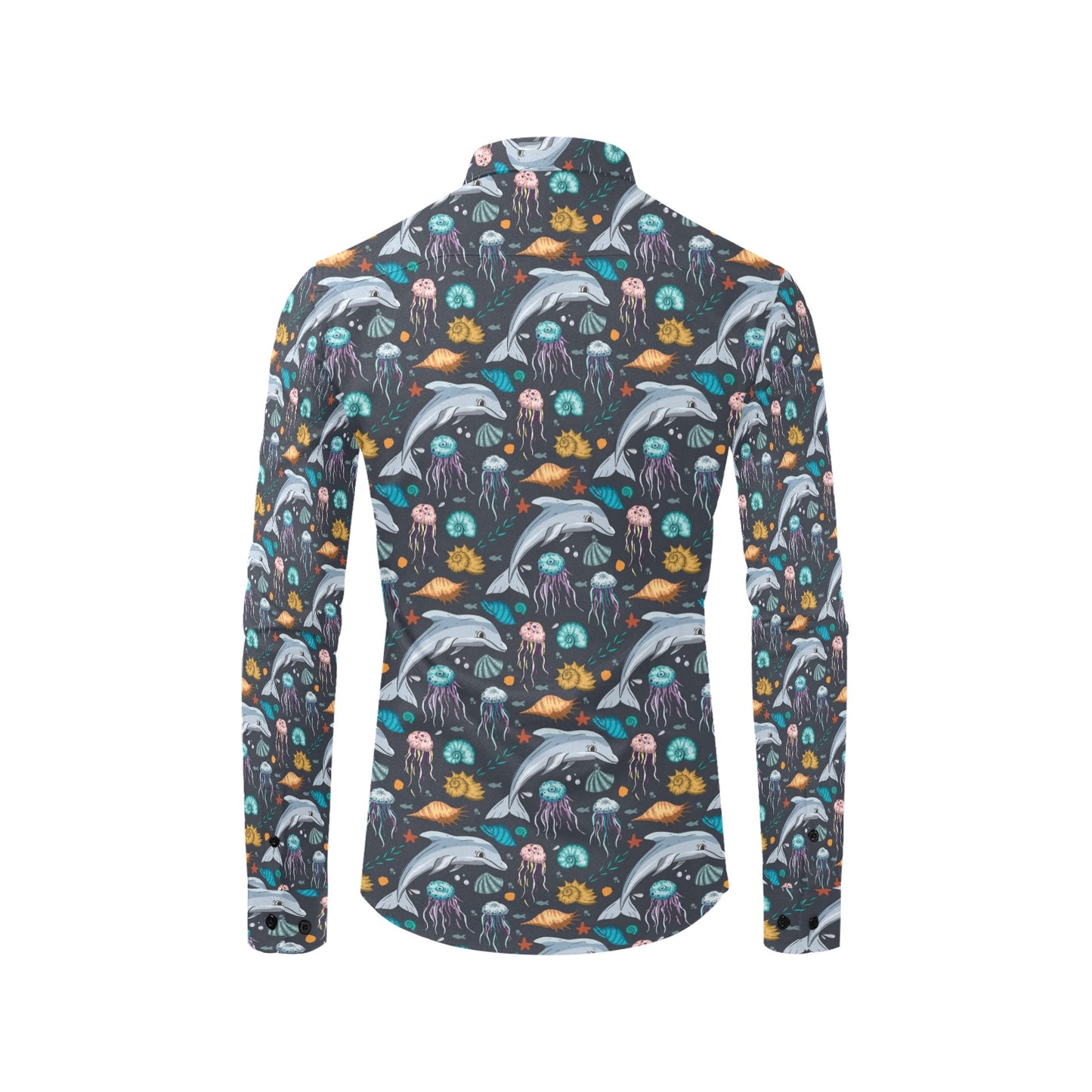 Underwater Dolphin Print Design LKS304 Men's Long Sleeve Dress Shirt