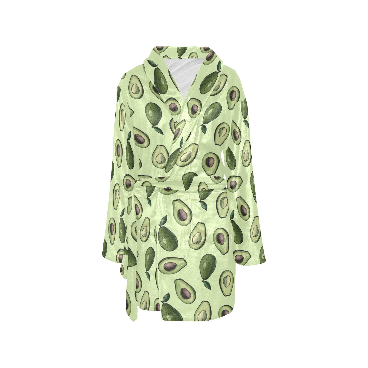 Avocado Pattern Print Design 02 Women's Fleece Robe