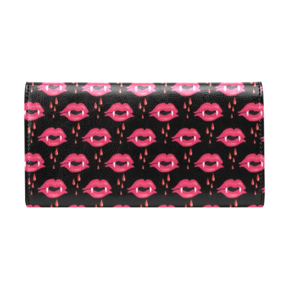 Vampire Lips Print Design LKS303 Women's Trifold Wallet